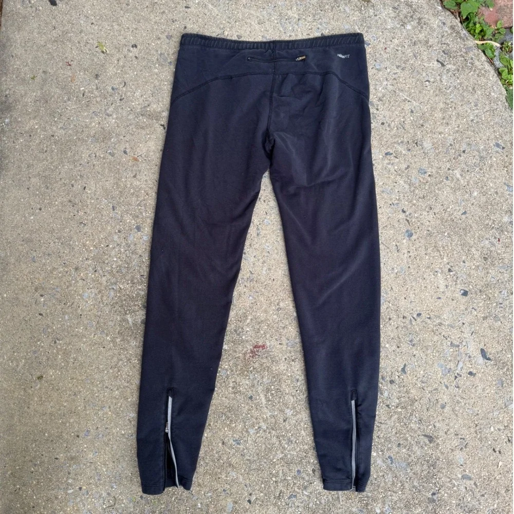 Nike Fit Dry Running Leggings Womens Small Black Ankle Zip‎ Zipper Pocket Tights